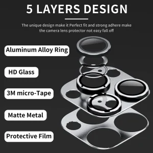 Full Cover Metal Camera Lens Protector on For IPhone 14 15 ProMax Tempered Glass for IPhone 11 12 13 14 15 Pro Max Mini Plus