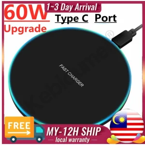 60W Fast Wireless Charger Pad Stand for iPhone 14 13 12 11 Pro Max X Xs Xr Samsung Xiaomi Oppo Vivo