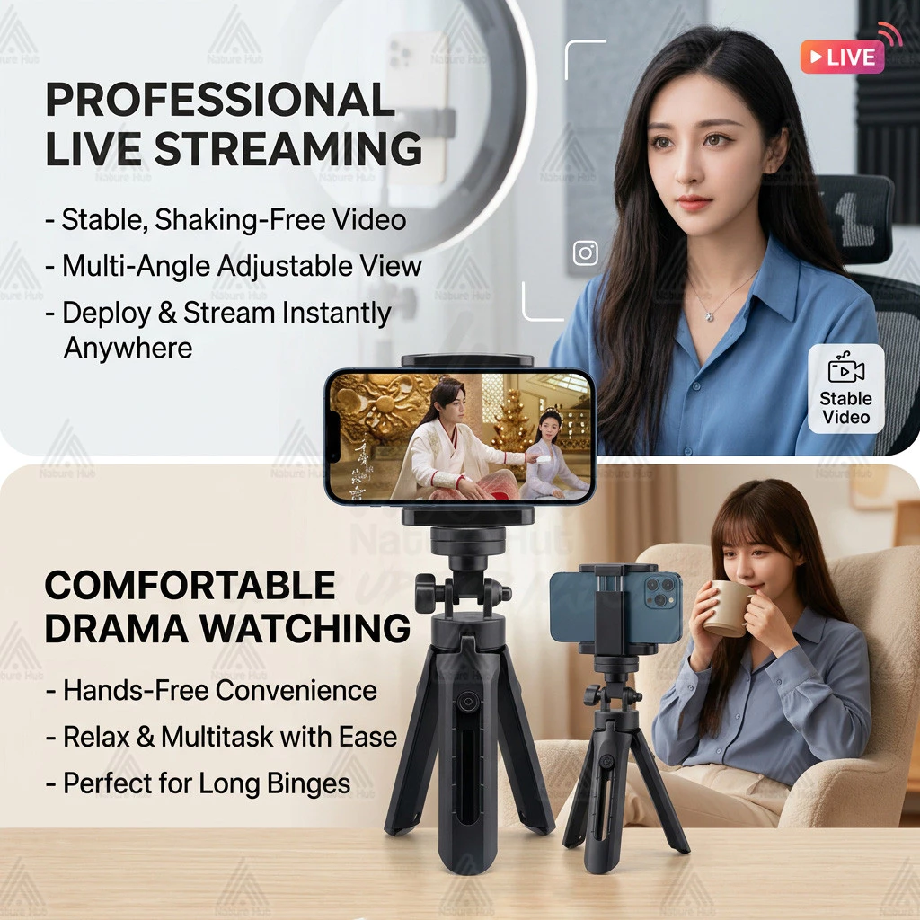 Telescopic Tripod Support 360° Rotatable Retractable Tripod Mini Selfie Stick Stand Phone Stabilizer Holder Live Stream - Image 2